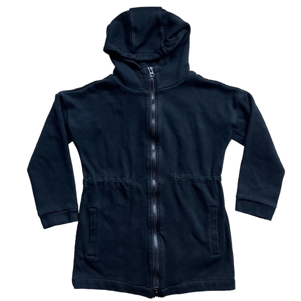 Zyia Active Women’s Fleece Hoodie Full Zip Black 3/4 Sleeve Sweatshirt Black S